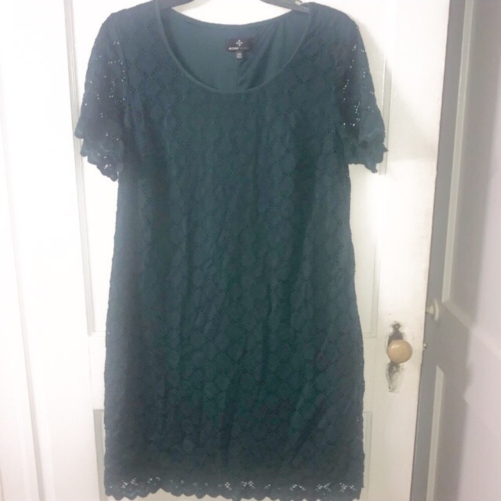 NWOT Green lace overlay dress